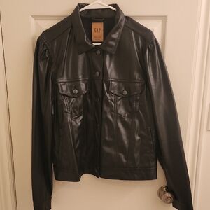GAP Black Faux Leather Jacket NWOT
